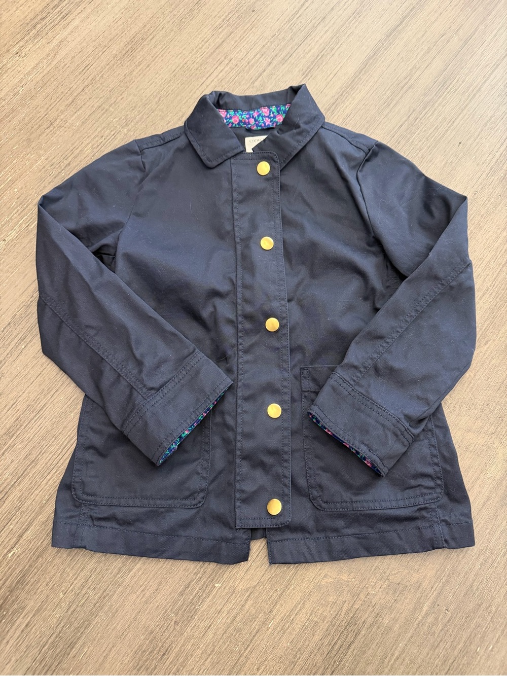 Girls Crewcuts Navy Field Jacket with Gold Buttons and Zipper